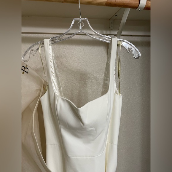 Jenny by Jenny Yoo Portia Square-Neck Fit & Flare Crepe Wedding Gown - Picture 9 of 10